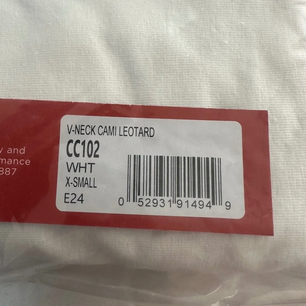 AXS Capezio White‎ V-Neck Cami Leotard Strappy Back Dancewear adult XS NWT